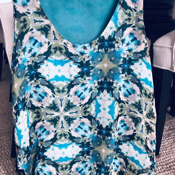Reversible Floral/Turquoise Tank Blouse - Picture 1 of 3